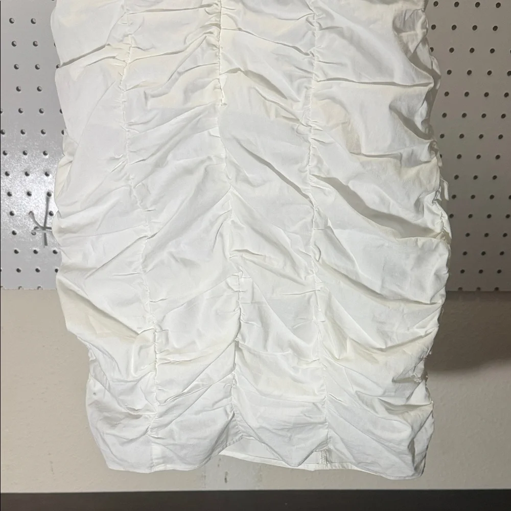 Revolve Superdown White Ruched Puff-Sleeve Women’s Dress - Picture 7 of 10